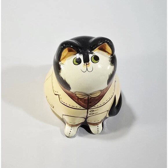 Joan de Bethel Rye Pottery Cat 4.5" Kitten Suit Black Cat Home Decor Ceramic - Picture 3 of 7